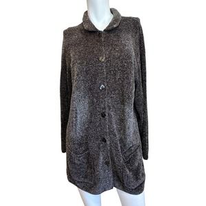 Margaret O' Leary Brown Gray Buttoned  Chenille Cardigan sz 3=XL